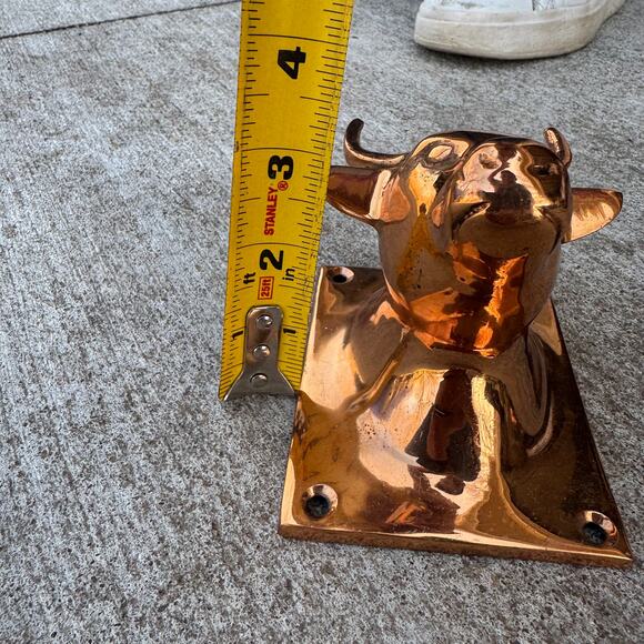 Vintage Solid Copper Bull Head Coat Hook Hat / Apron Wall Hook - Picture 6 of 6